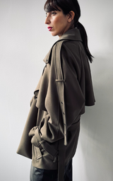 Pierced Trench Jacket - Olive Green