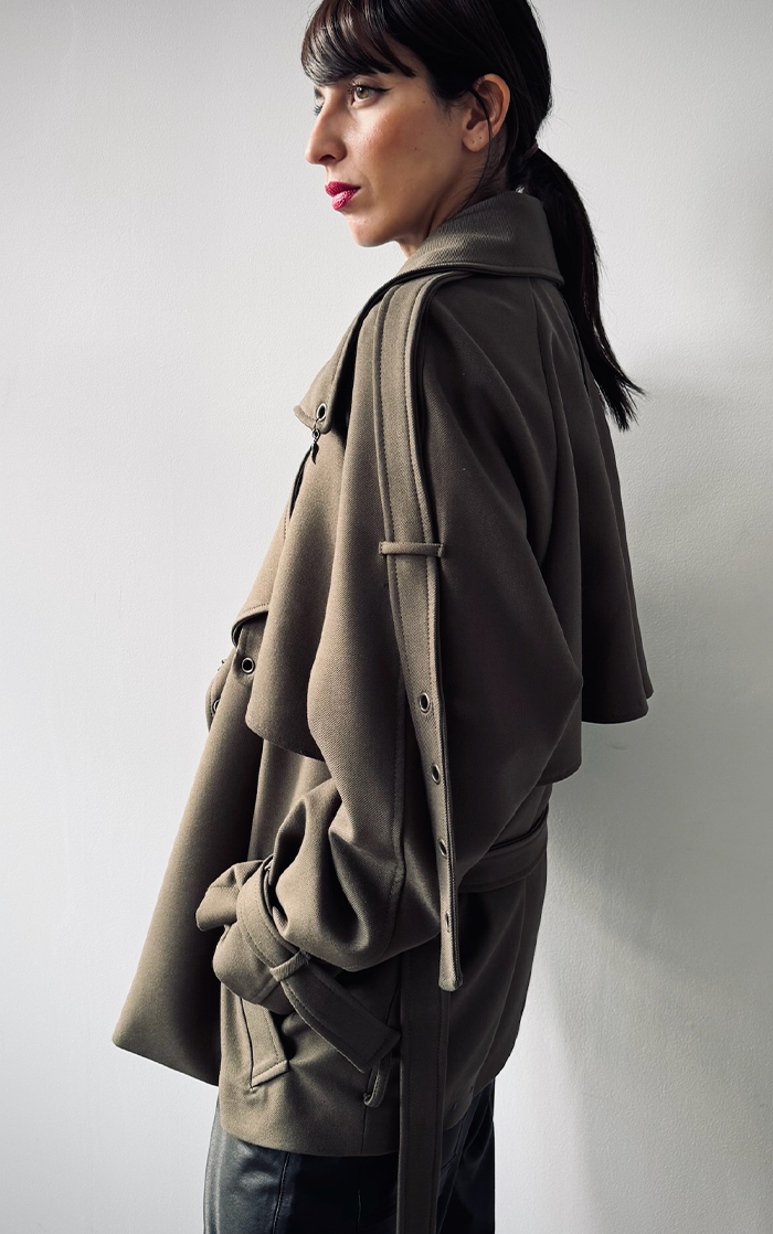 Pierced Trench Jacket - Olive Green – JSP Ready