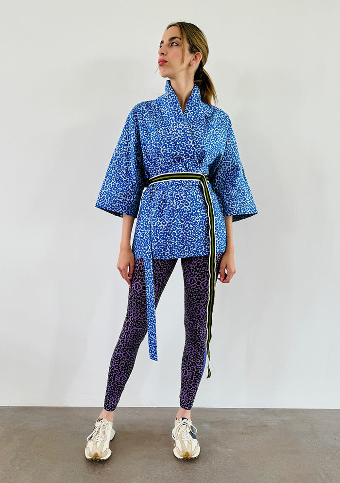 Leopard Kimono - Blue