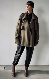 Pierced Trench Jacket - Olive Green