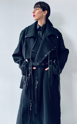 Pierced Trench Coat - Black
