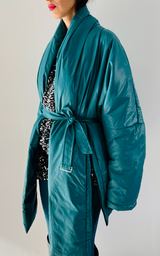 Wrap Puffer Jacket - Turquoise