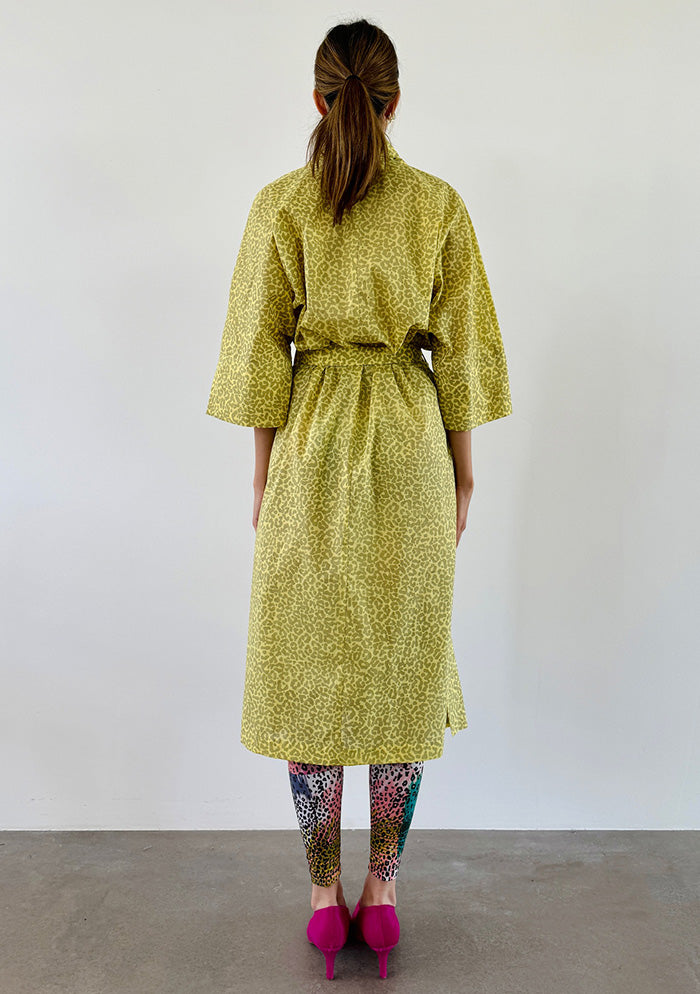 Long Leopard Kimono - Yellow