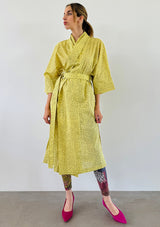 Long Leopard Kimono - Yellow