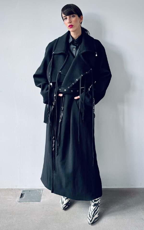 Pierced Trench Coat - Black