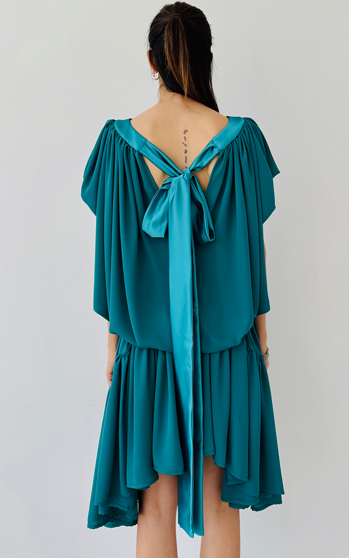 Ruffle Dress Short - Turquoise