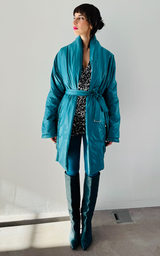 Wrap Puffer Jacket - Turquoise