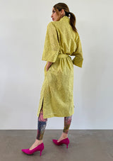 Long Leopard Kimono - Yellow