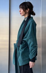 Sweatshirt Kimono - Short Emerald Green