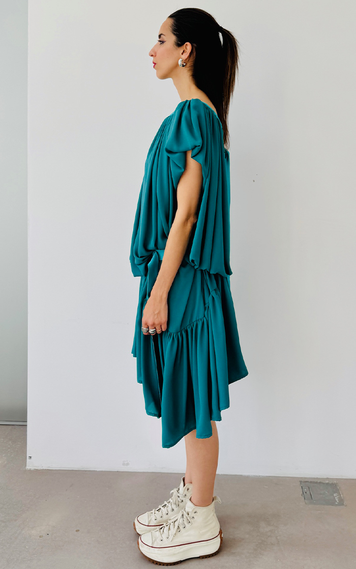 Ruffle Dress Short - Turquoise