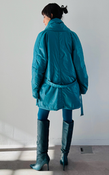 Wrap Puffer Jacket - Turquoise