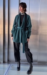 Sweatshirt Kimono - Short Emerald Green