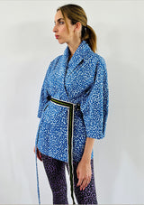 Leopard Kimono - Blue