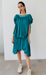 Ruffle Dress Short - Turquoise