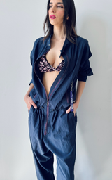 Aviator Jumpsuit - Deep Blue