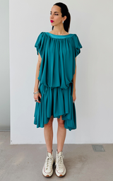 Ruffle Dress Short - Turquoise