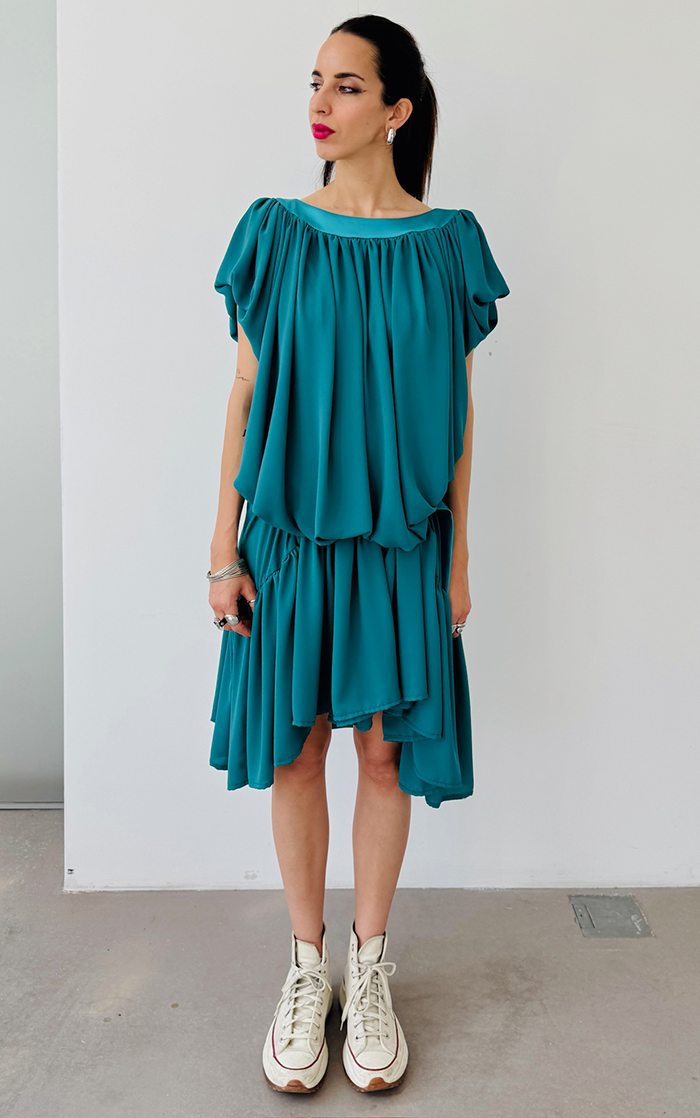 Ruffle Dress Short - Turquoise