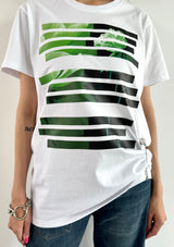 White T-shirt - Green Rose