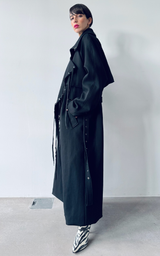 Pierced Trench Coat - Black