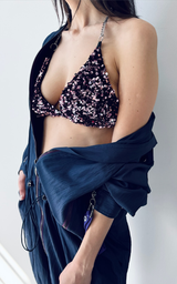 Sequin Triangle Bra - Pink