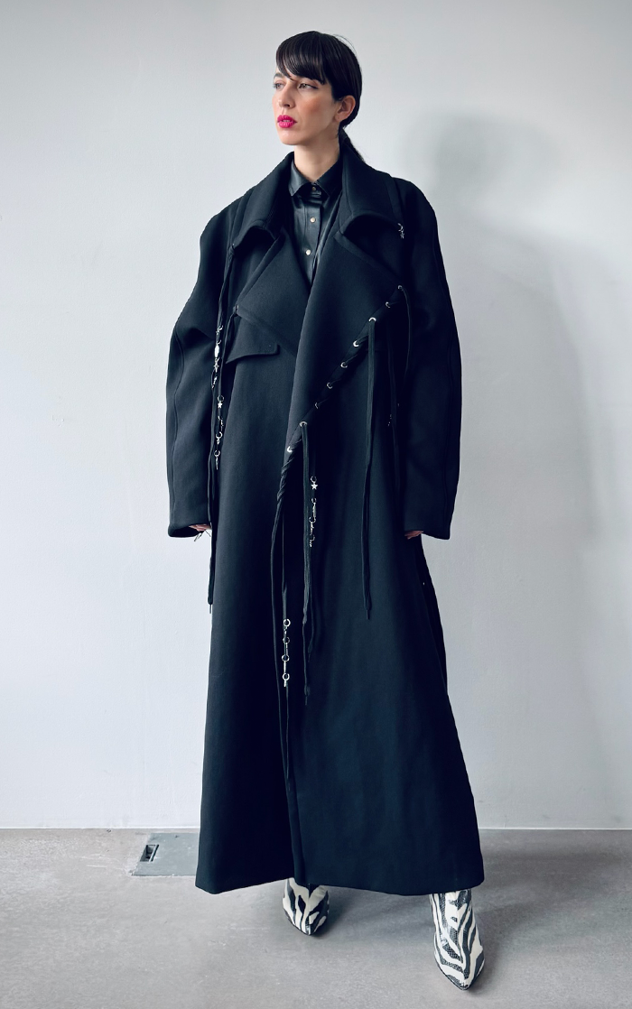 Pierced Trench Coat - Black