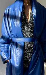 Wrap Puffer Coat - Royal Blue