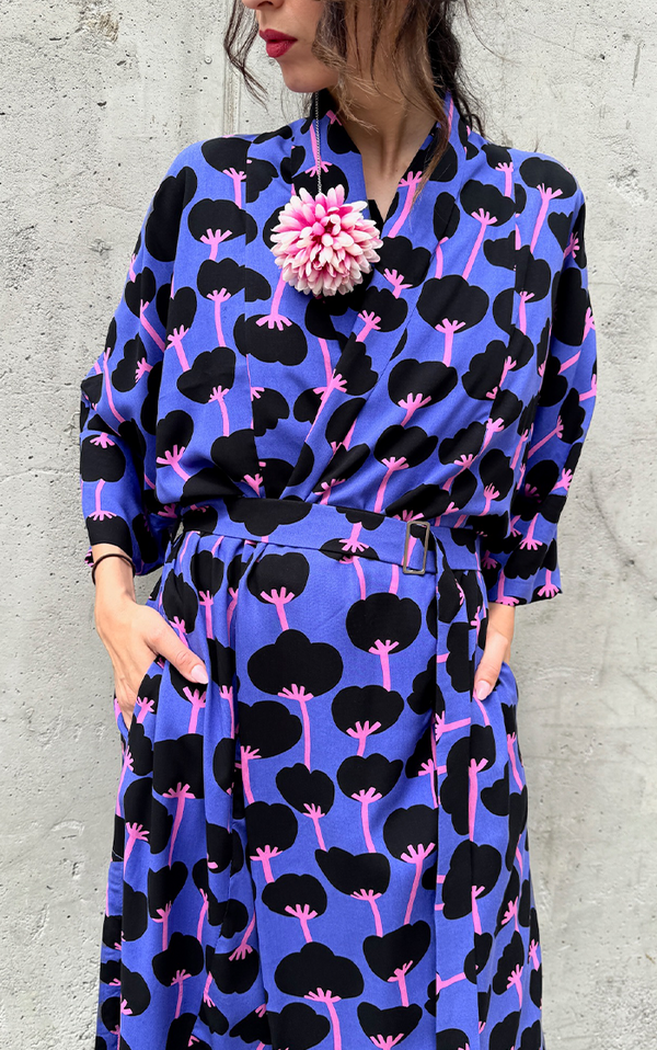 Wild Poppy Long Kimono - Violet