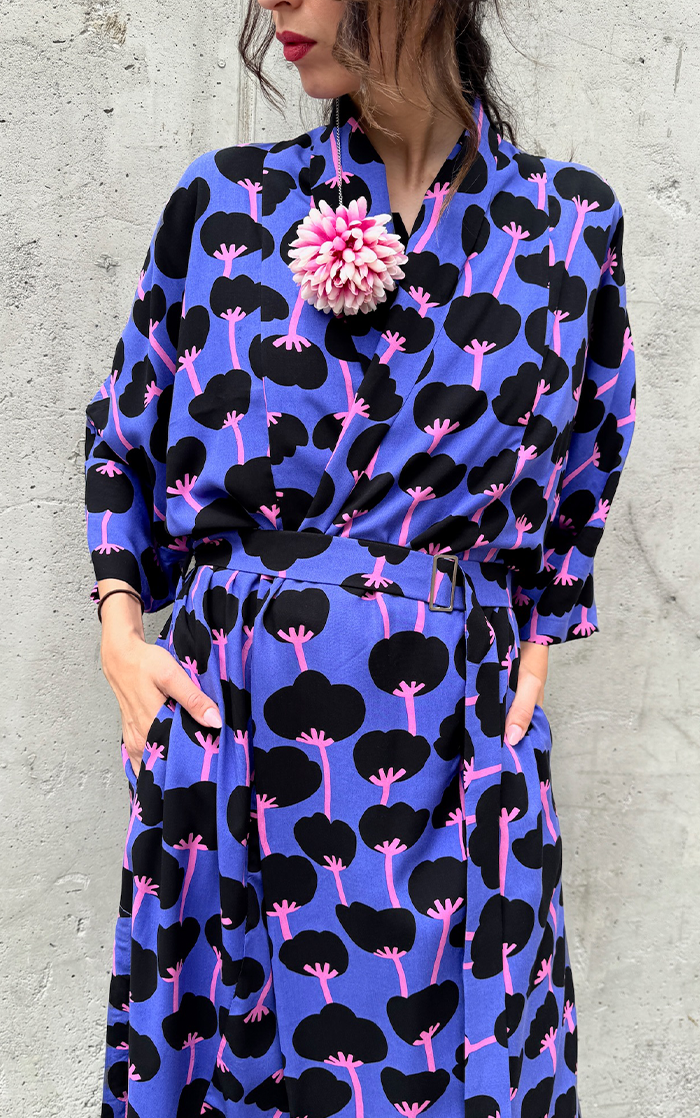 Wild Poppy Long Kimono - Violet