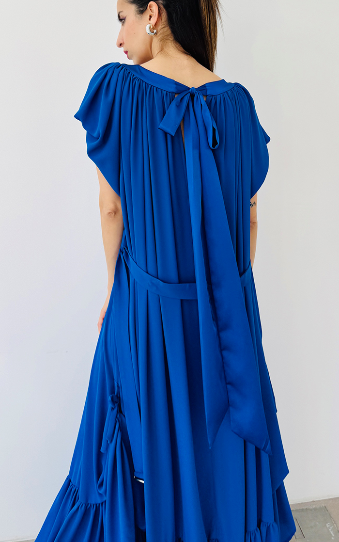 Ruffle Dress Long - Blue