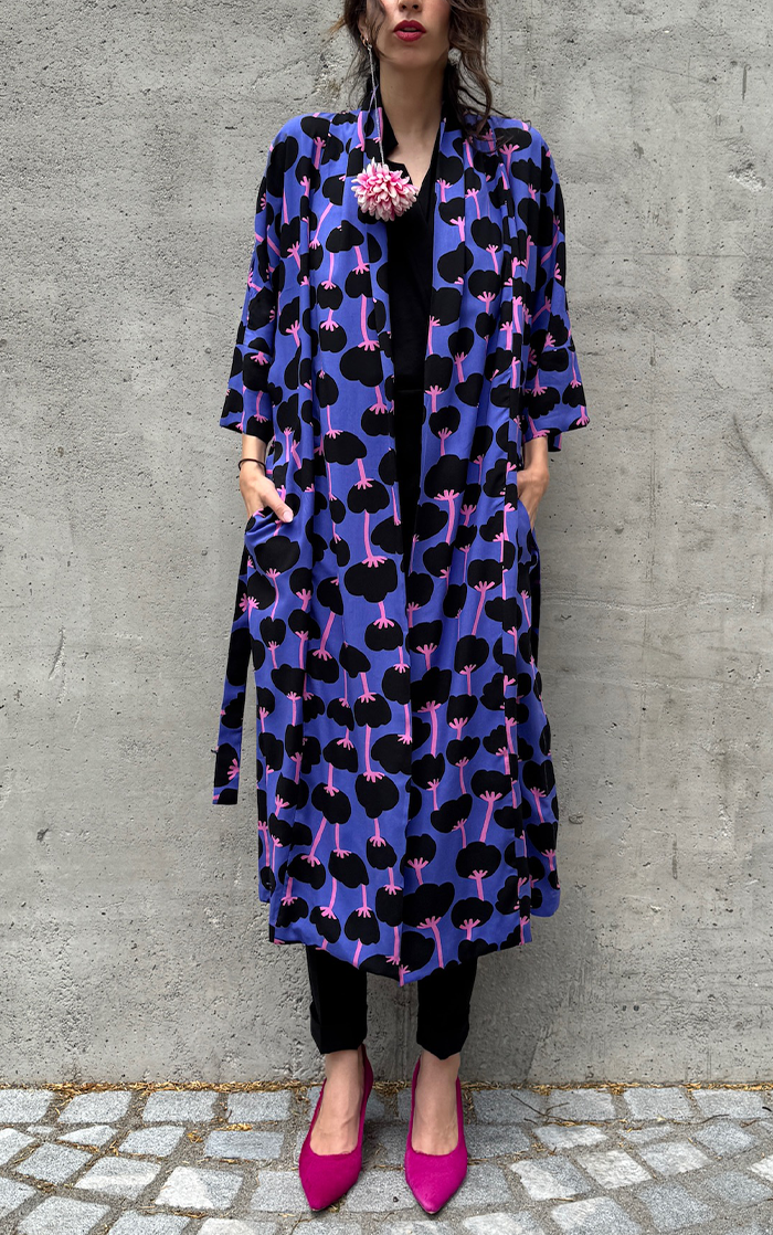 Wild Poppy Long Kimono - Violet