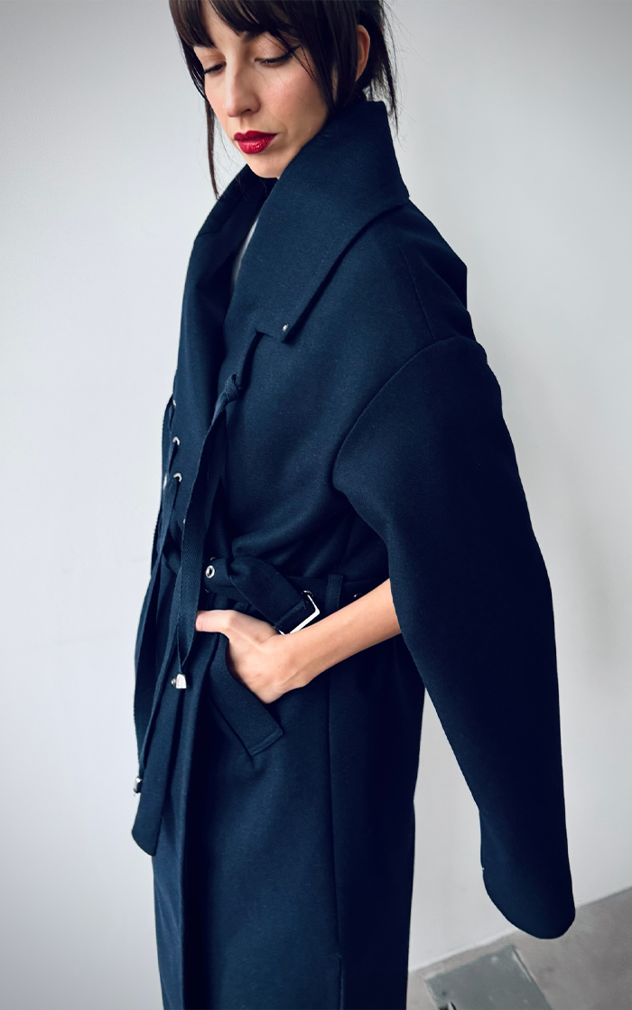 Reversible Long Coat - Dark Blue