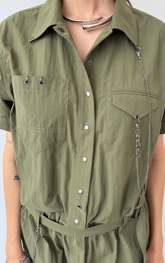Utility Jumpsuit - Olive Green