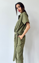 Utility Jumpsuit - Olive Green