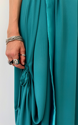 Ruffle Dress Long - Turquoise