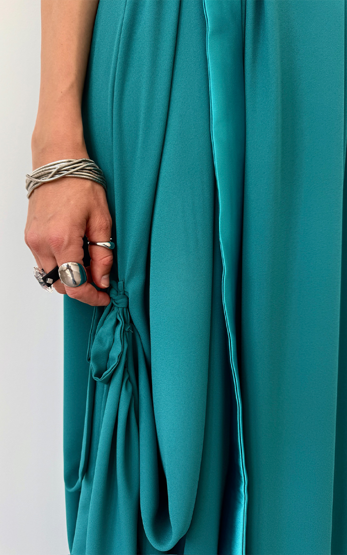 Ruffle Dress Long - Turquoise