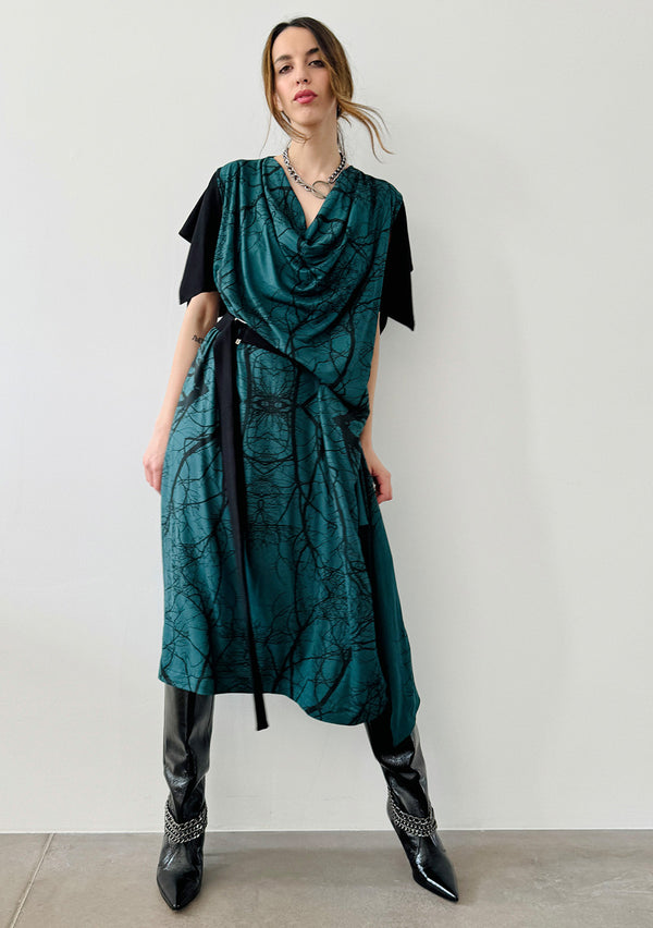 Drape Dress - Green Forest - Short Sleeves