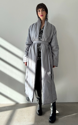 Wrap Puffer Coat - Silver