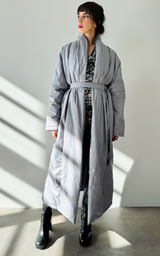 Wrap Puffer Coat - Silver