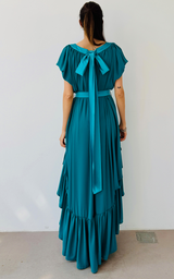 Ruffle Dress Long - Turquoise