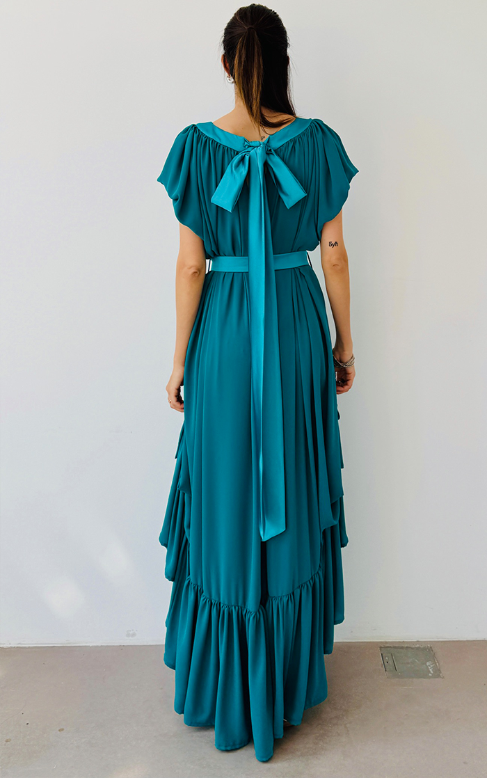 Ruffle Dress Long - Turquoise
