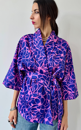 Flower Kimono - Blue/Pink
