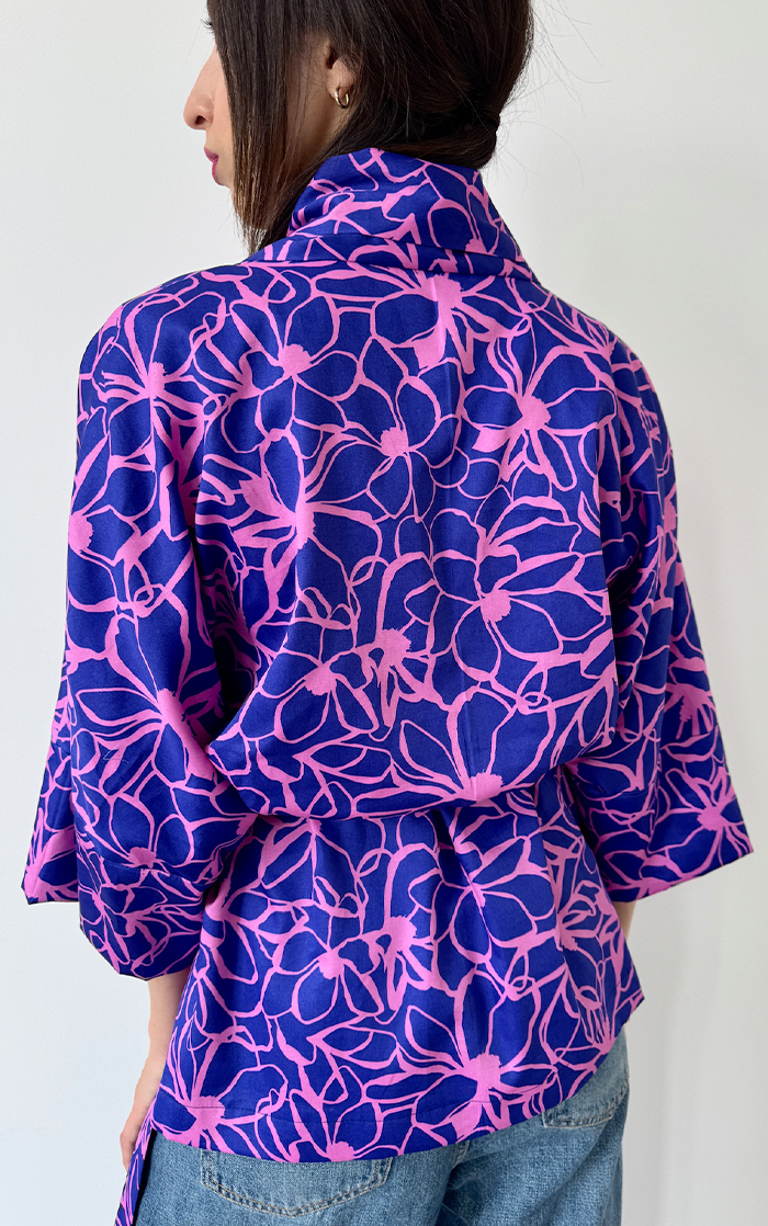 Flower Kimono - Blue/Pink