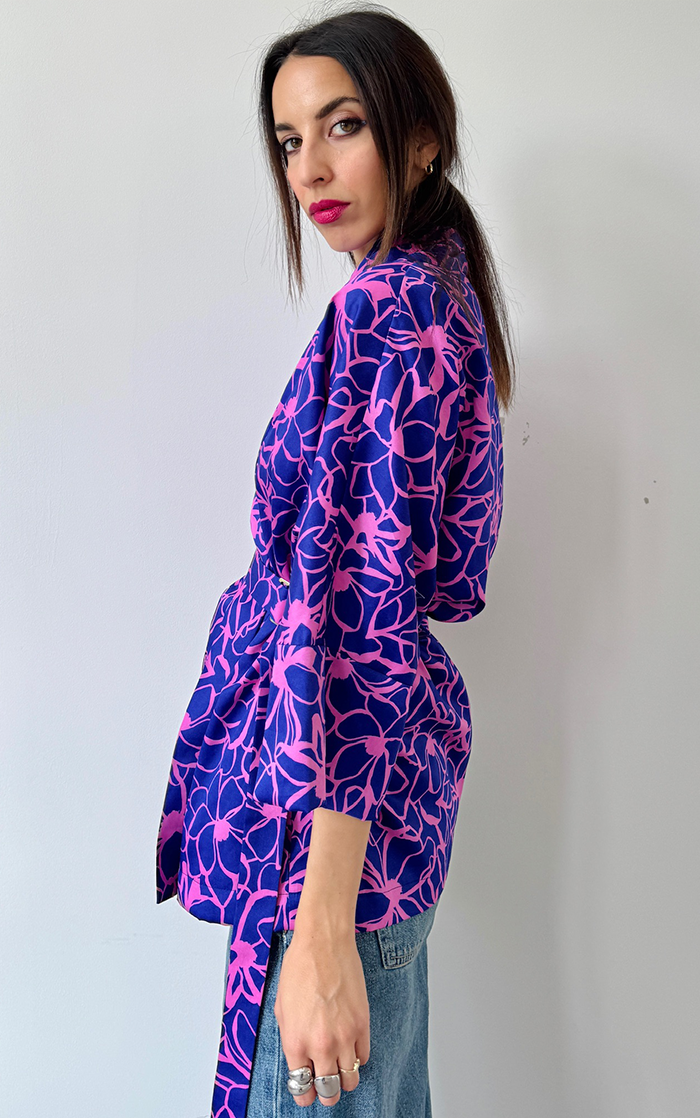 Flower Kimono - Blue/Pink