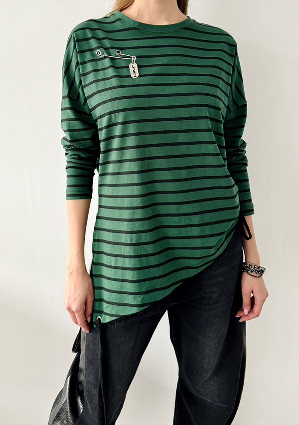 Asym Stripe Shirt - Green
