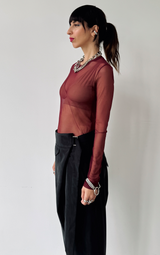 Mesh T-Shirt - Dark Red