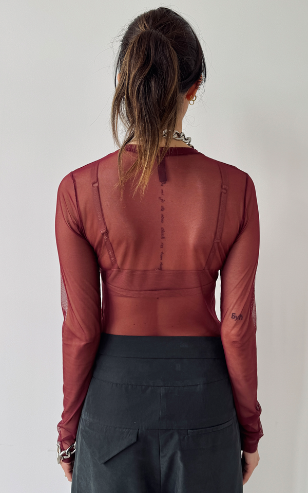 Mesh T-Shirt - Dark Red