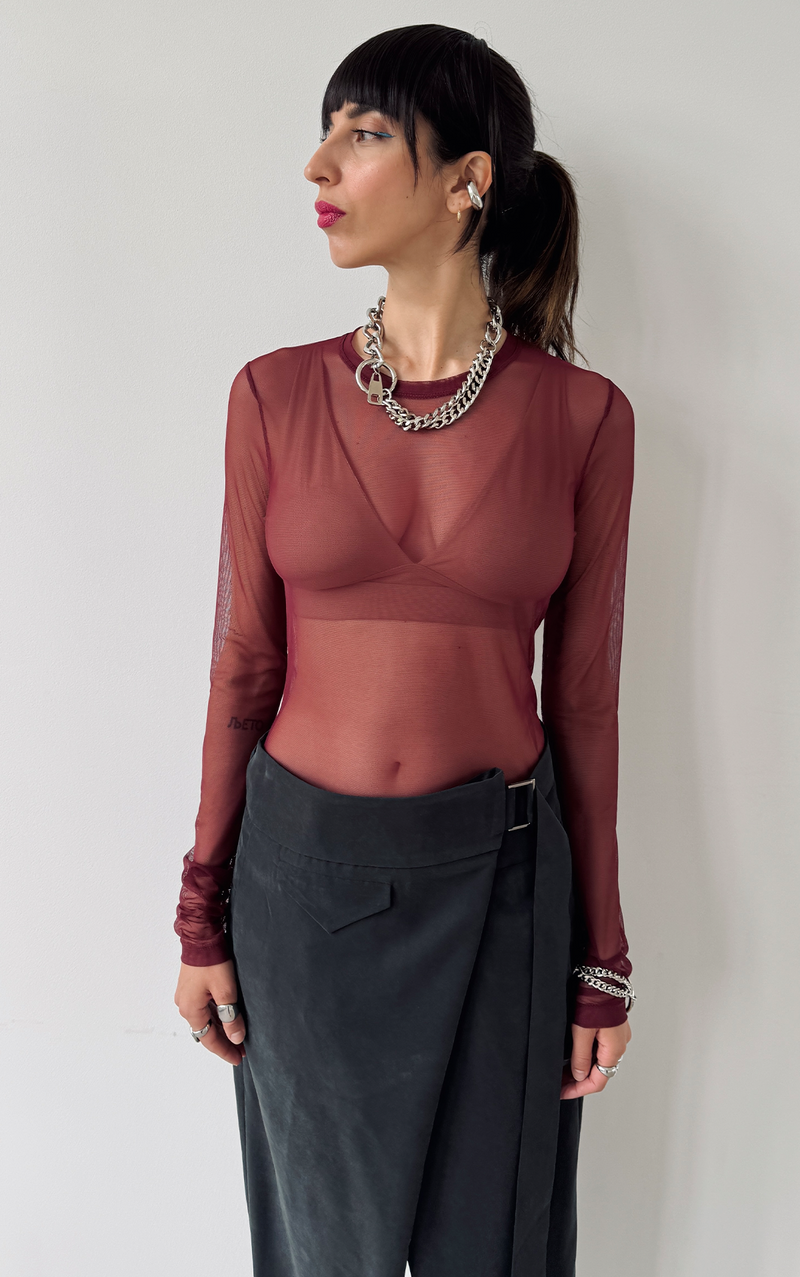 Mesh T-Shirt - Dark Red