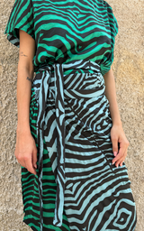 Zebra Wrap Dress - Blue/Green
