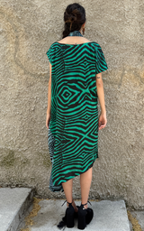 Zebra Wrap Dress - Blue/Green