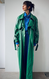 Pierced Trench Coat - Green